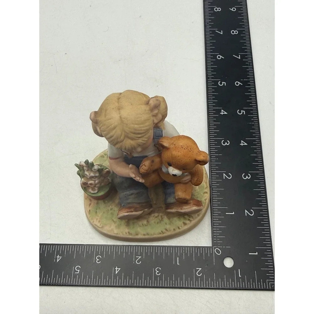 Vintage 1985 Homco Denim Days Figurine 1504 Debbie with Teddy Bear Porcelain